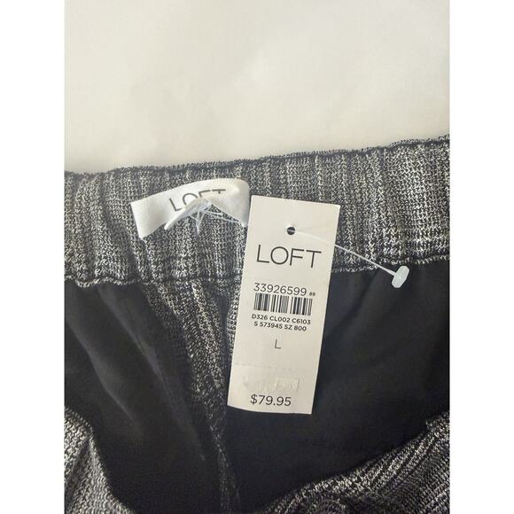 LOFT Ann Taylor Pants Women Large Pull On Black Silver Ankle Trouser Slacks - Picture 2 of 7